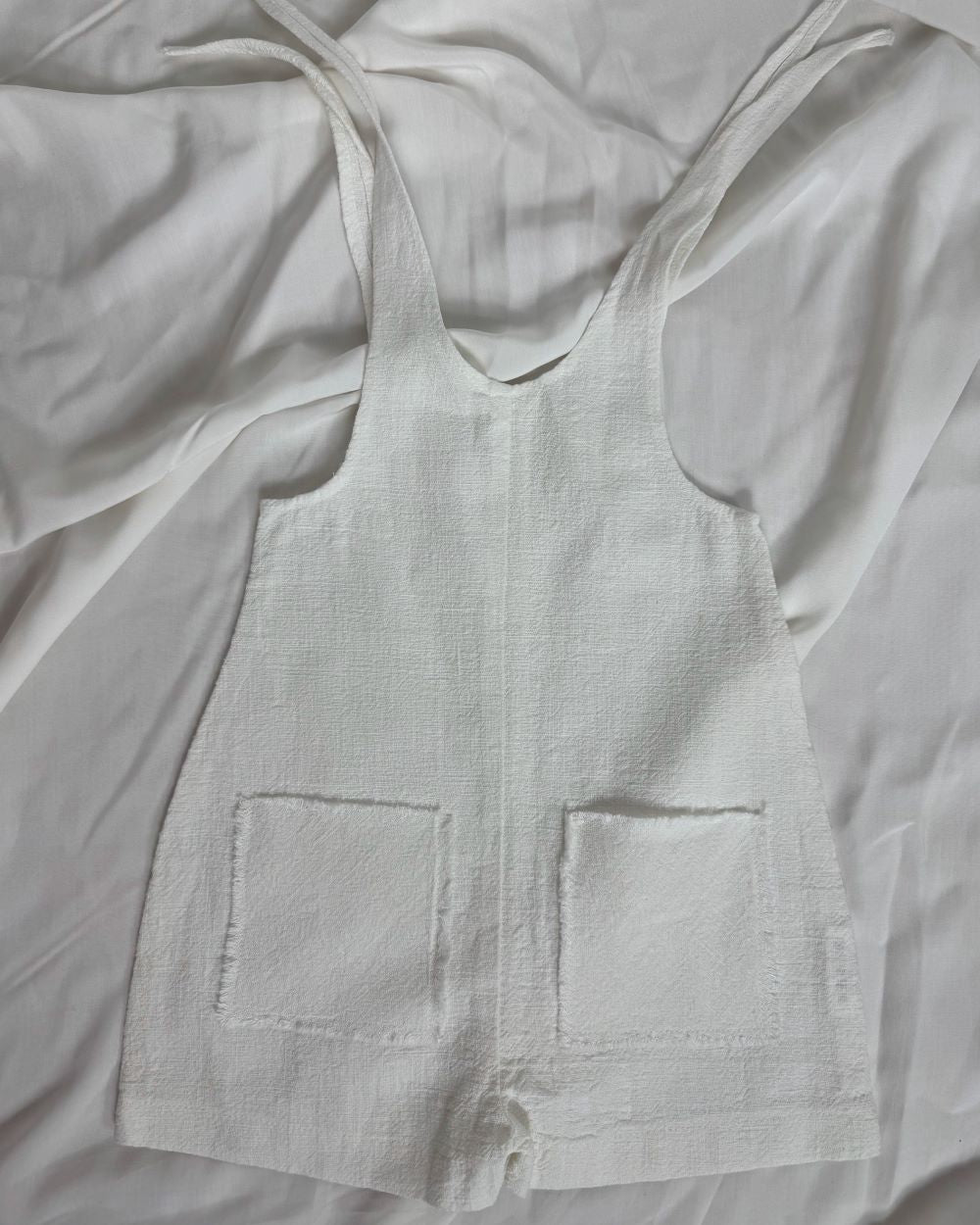 Unisex Linen Lace-Up Dungarees