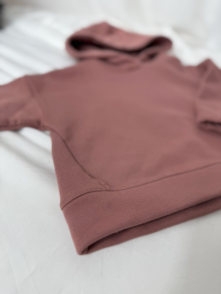 Bluza z kapturem organic maroon wiśnia rozmiar 74